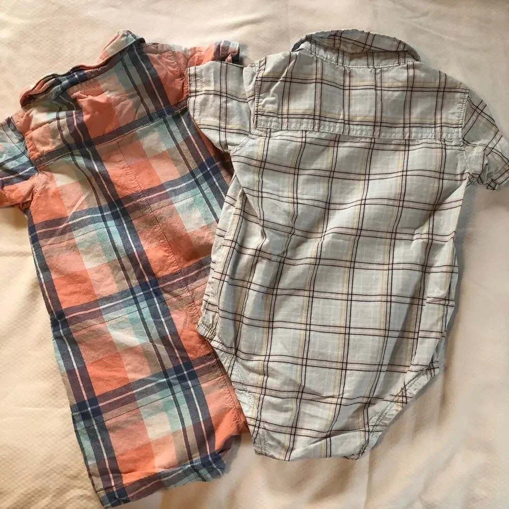 2 Carter's button up one piece outfits boys size 18 months